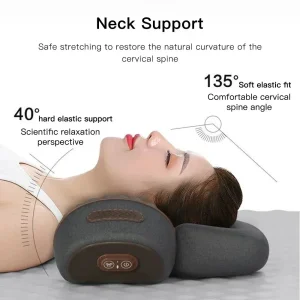 Electric Neck Massager Cervical Pillow Hot Compress Neck Stretch Heating Vibration Traction Pillow